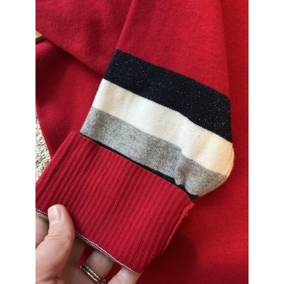 Women’s Size Large Red Tommy Hilfiger Cable-Knit V Neck Sweater Top Red. - Picture 8 of 8